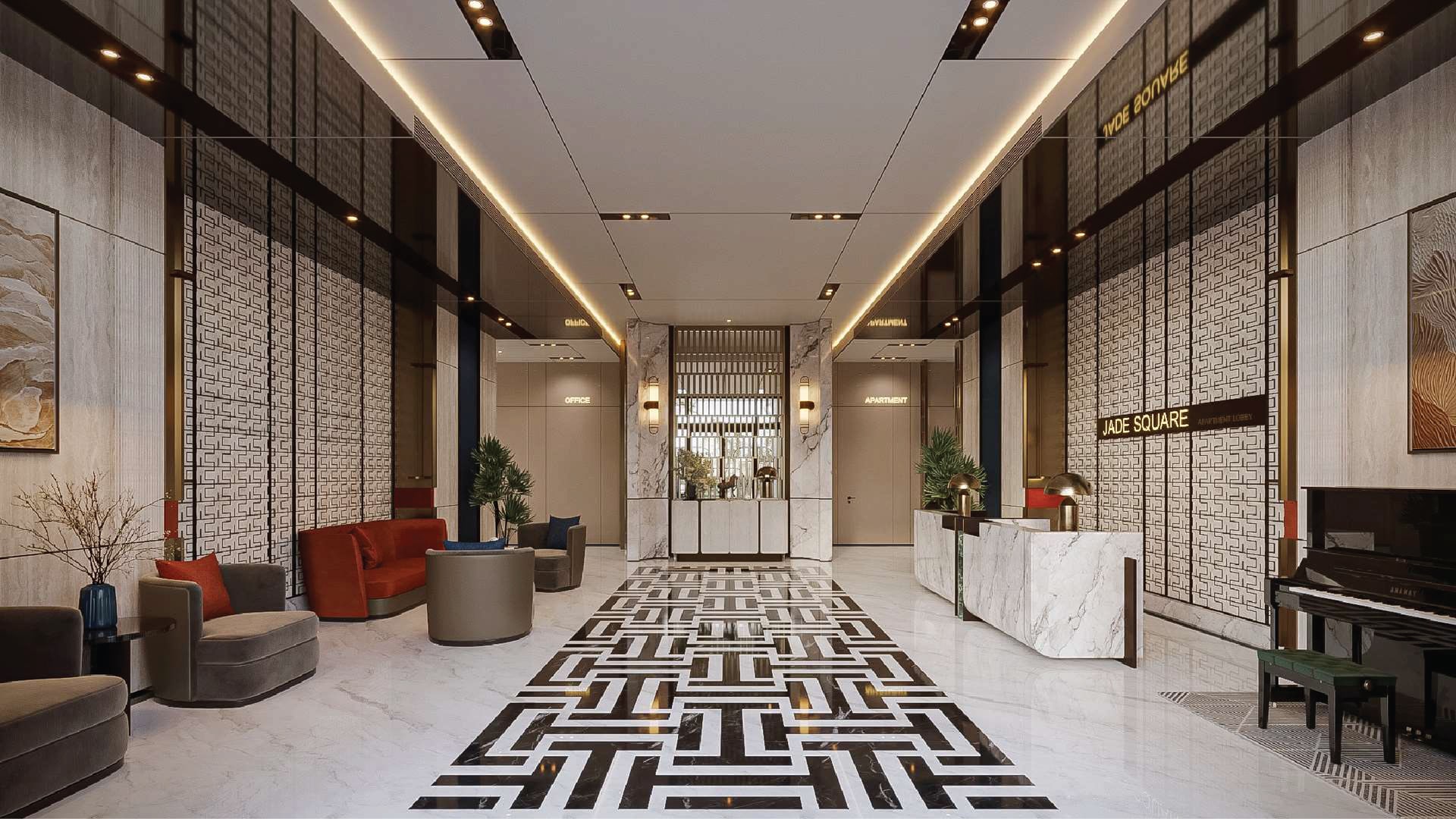 Sảnh chờ sang trọng với không gian đẳng cấp, tinh tế, khẳng định phong cách sống thượng lưu ngay từ những bước chân đầu tiên